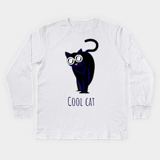 Cool and funny cat Kids Long Sleeve T-Shirt